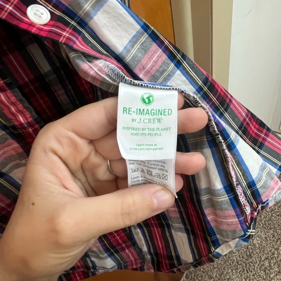 J. Crew Multicolor tartan Plaid button down Shirt with Ruffled collar - Picture 4 of 5